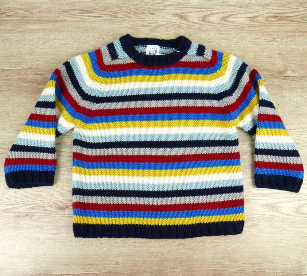 Vintage Baby GAP Sweater Boys 4 Years Multicolor Striped Wool Blend Y2K 00s VTG